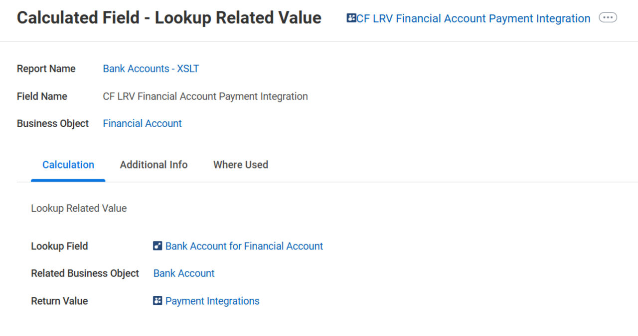 Screenshot of CF LRV Financial Account Payment Integration